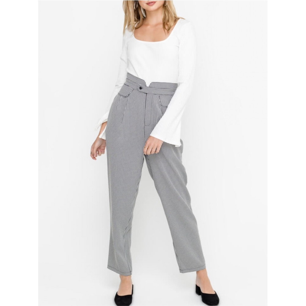 NWT ♡ High Waist Tapered Gingham Trousers, SALE!